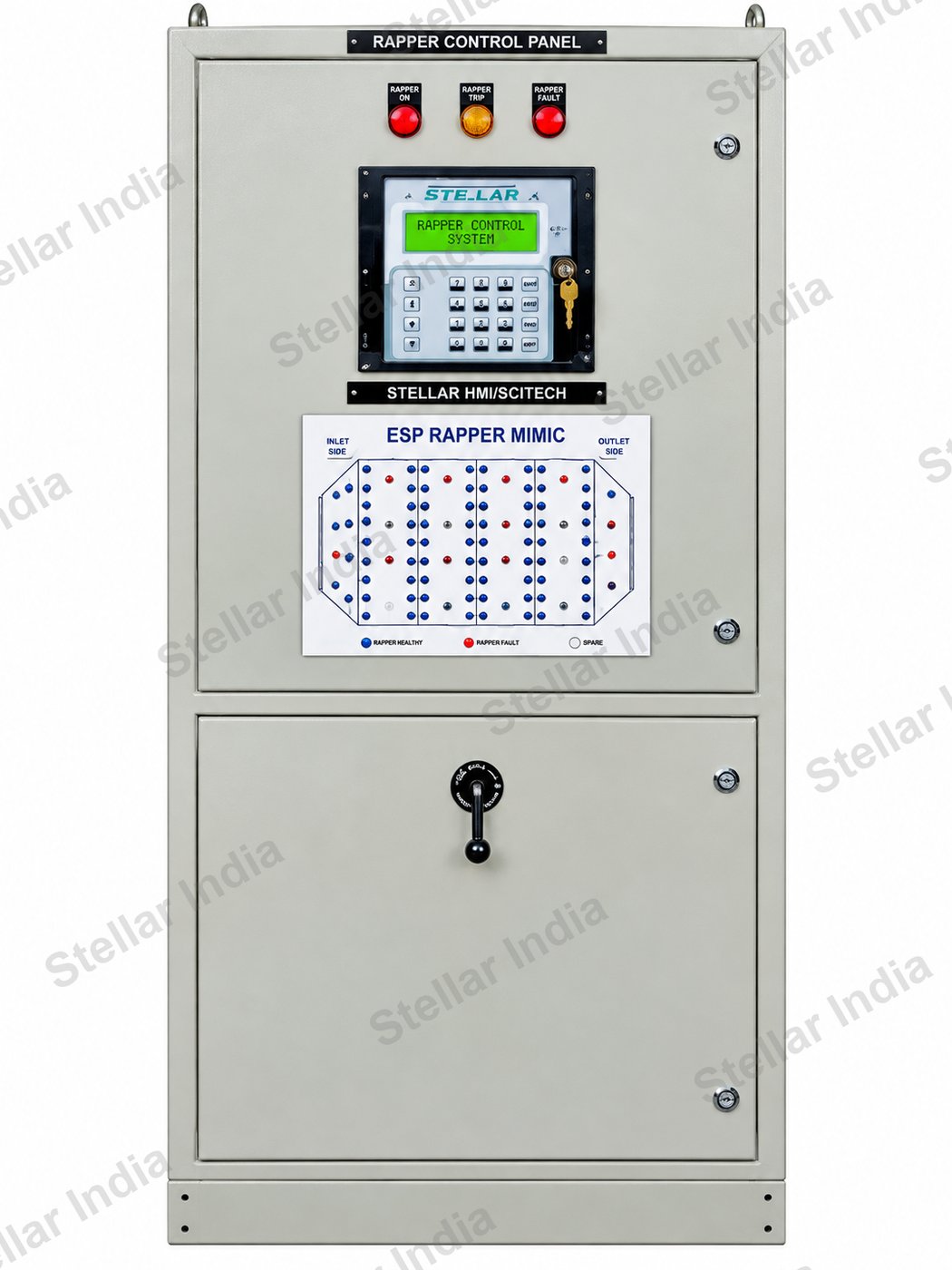 Motorized rapper control panel front view